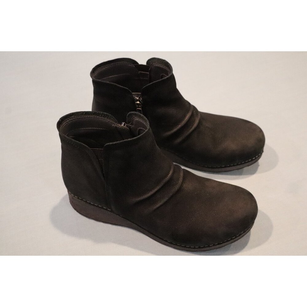 Dansko Caley Black Milled Nubuck Leather Booties